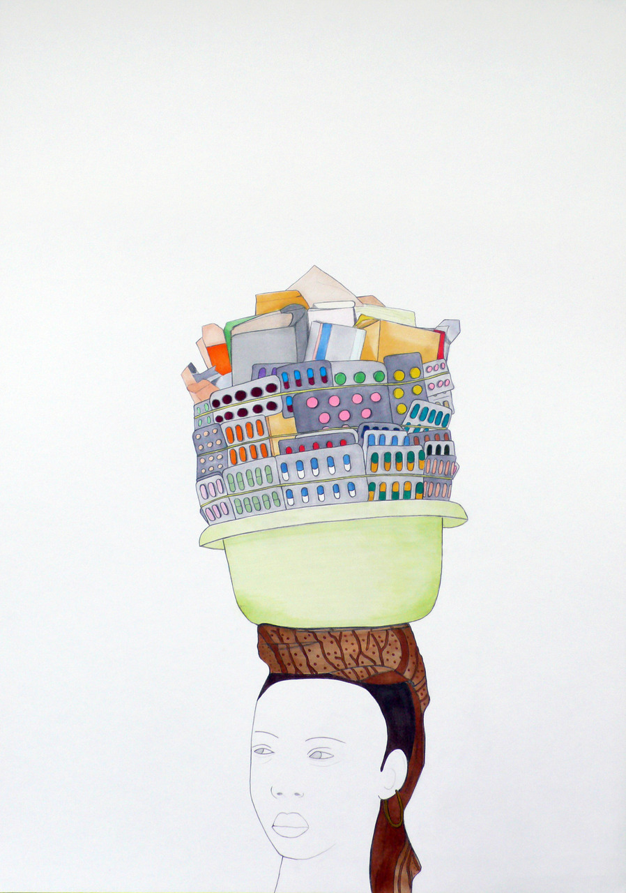 jeannesusplugassales woman in Bamako 2008 60par42 cm markers on papere