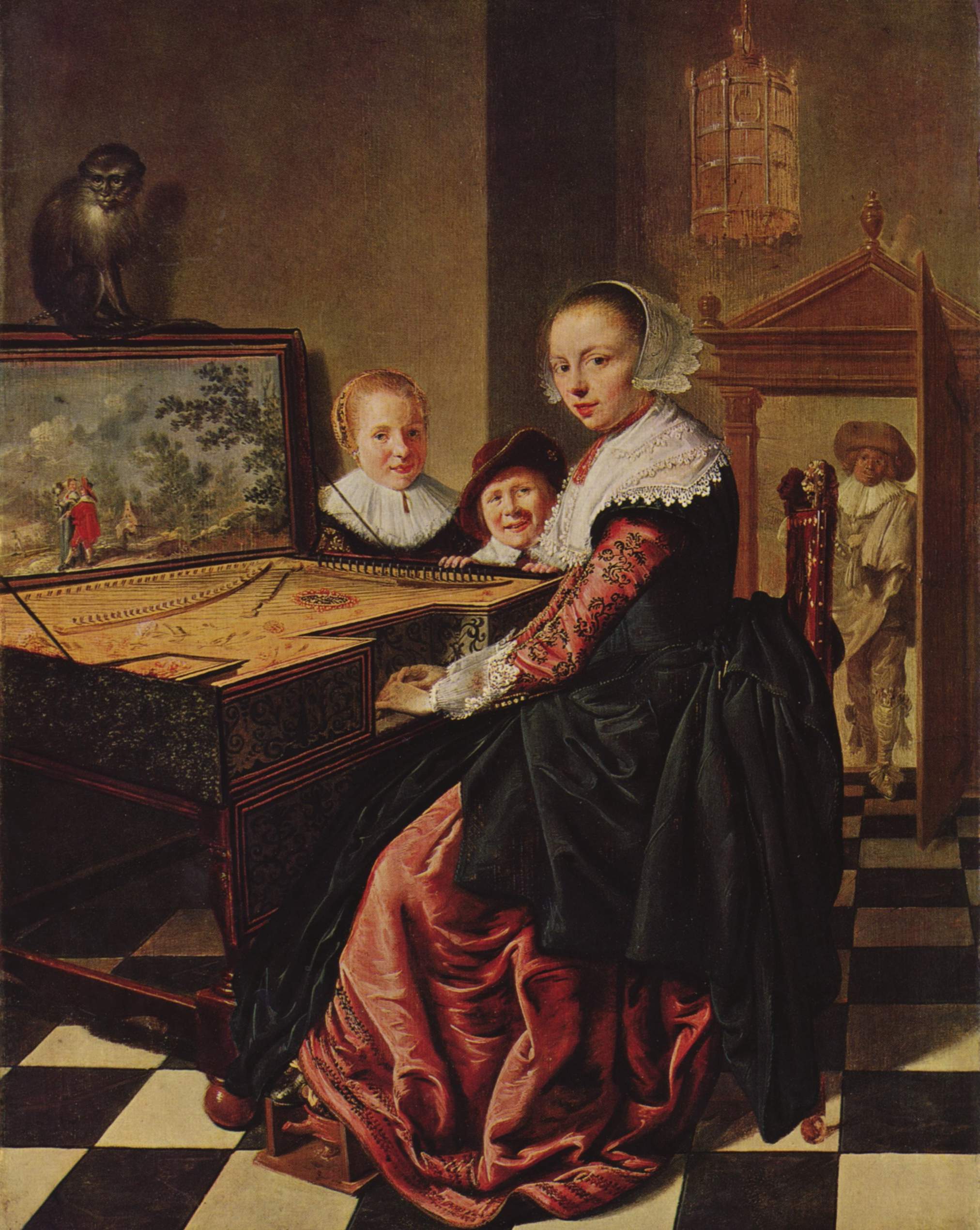Broderies Anglaises - Jan Miense Molenaer femme jouant du virginal peinture a huile 1609 1610 Amsterdam
